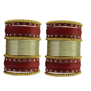 Vidhya Kangan Multi Brass Stone Stud Bangle (ban28417-2.8)