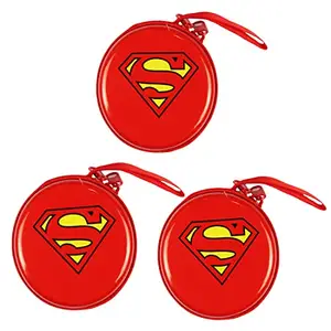 Stealodeal Super Man Aluminium Dual Zipper Coin & Earphone Case(Pack of 3)