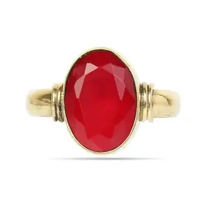 Natural Certified Ruby/Manik Panchdhatu Gold Plated Birthstone/Astrology/Rashi Ratan Adjustable Ring Available 3.25 to 15.25 Ratti