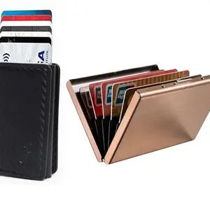 Stealodeal Metal and PU Unisex Cash and Card Holders, Pack of 2, Rose Gold & Black (51BLK)