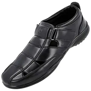 WALKAROO Men's Black Fisherman Sandal-8 Kids UK (WF6255)