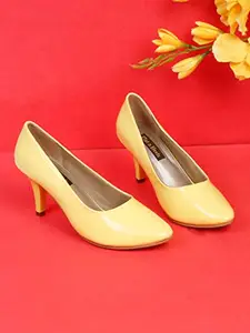 Flat n Heels Womens Yellow Pumps FnH 1785-YEL