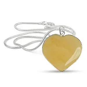 Reiki Crystal Products Natural Citrine Pendant Frame Heart Shape Crystal Stone Pendant/Locket with Metal Chain for Reiki Healing & Crystal Healing Gemstone Size 30-35 mm Approx (Color : Yellow)