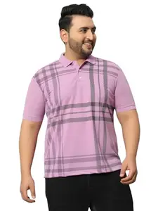 RELANE Men's Checkerd Polo Tshirt -ACCBIGPOLO117-LAVENDER Purple
