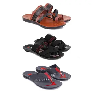 DRACKFOOT Men's Sandals | Lightweight Wear| Stylish & Easy to Wear For Men's GR-SAN-(3-COMBO)-3151-3128-3131-7