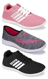 WORLD WEAR FOOTWEAR Women's (5054-5046-5047) Multicolor Casual Sports Running Shoes 8 UK (Set of 3 Pair)