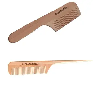 C I Black Boom Neem Wooden Hair Comb Healthy Haircare For Men & Women | Combo - Co3 and Co7