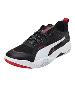 Puma Unisex-Adult Eliminate Pro Black-White-High Risk Red Indoor Court Shoe - 9 UK (10646201)