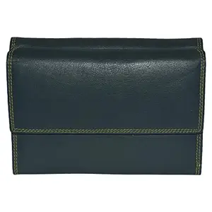 Leatherman Fashion LMN Genuine Leather Girl's Aqua Green Wallet 10 Card Slots