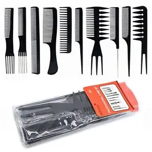 ZAUKY SMART Professional Hair Styling Combs Set, 10 Pieces, Black, Multipurpose for Home and Salon