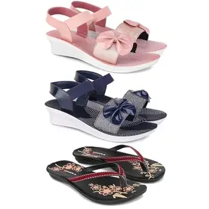 Trendy Open-Toe Sandals for Women – Soft Padded Footbed, Summer Wear | (COMBO-3)-1968-1972-O18-6