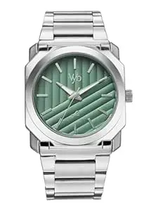 Fastrack Vyb Challenger with Quartz Analog Green Dial Silver Stainless Steel Strap Watch for Men - FV30045SM01W