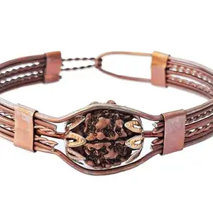 ishaSpirituals Rudraksha 5 Mukhi Copper Bracelet, Antique Kada for Men, Twisted Wire Design