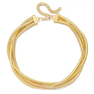 VIEN Simple three twist choker collar metal clavicle necklace Necklace women Jewelry Gold-plated Plated Alloy Layered