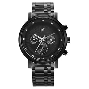 Fastrack Kronos Quartz Chronograph Black Dial Black Stainless Steel Strap Watch for Guys - NT3287NM02