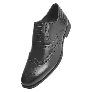 WAVEWALKER Alpha Refined Craftsmanship Black Lace-Up Brogue Shoes for Men