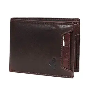 Fustaan Men Brown Genuine Leather Bi-fold Wallet with Separate Card Holder