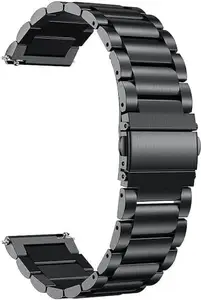 Luxury Stainless Steel Chain Strap Black 20mm for Galaxy Watch Strap 20 mm Metal Watch Strap (Black)