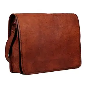 Znt Bags,13-inch Leather Brown Satchel Laptop Messenger Bag
