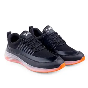 YUVRATO BAXI Men's Black New Sports Running,Walking Lace-up Shoes on Transparent Sole-10 UK