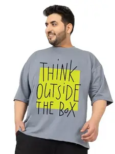 CHKOKKO Men's Cotton Plus Size Half Sleeves Regular Fit T-Shirt Slate Grey 3XL (T-OS-27-29)