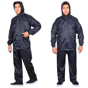 HACER Fantasy Raincoat with Pants for Men Waterproof Full Length Hood & Pockets Rainwear for Gents & Boys Carry Bag Included- (Navy Blue, Size- XXL, 1 Pc)