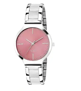 Purna Fashion Kermis Casual Analogue Pink Dial Women's Stainless Steel Watch- Purna_S-29