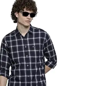 The Indian Garage Co Men Slim Fit Checkered Full Sleeves Spread Collar Casual Shirt