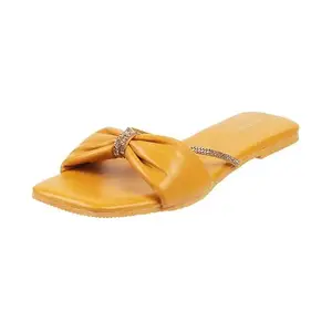 Metro Womens Synthetic Yellow Slippers (Size (4 UK (37 EU))