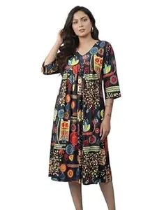 Leriya Fashion Dress for Women | Stylish Western One Piece Dress for Women Short & Long Fit & Flare | Ankle Length Casual Summer Dresses for Beach & Stylish Party Outifits 3/4 Sleeve