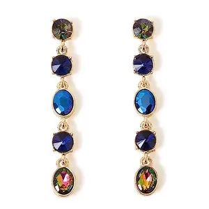 Accessorize London Women'S Blue Mixed Shape Gem Drop Earring