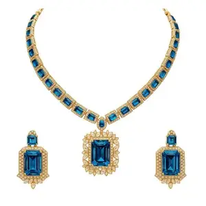 I Jewels Gold Plated Classic Square Motif Necklace Set with Earrings for Women (IJ404MO)
