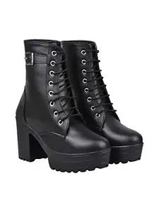 Shoetopia Shoeopia Women & Girls Strappy Buckle Ankle Boots/Boot-06/Black/UK4