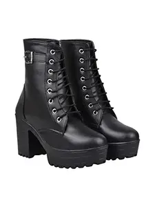Shoetopia Shoeopia Women & Girls Strappy Buckle Ankle Boots/Boot-06/Black/EU37