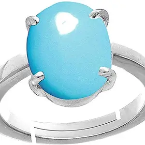 ANUJ SALES 8.25 Ratti 7.25 crt Turquoise Firoza Sky Blue Gemstone Panchdhatu Adjustable Silver Plated Ring for Men and Women