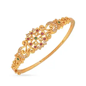 TARINIKA Antique Gold Plated Kajol Bracelet with Floral Design - Indian Bracelets for Women Perfect for Ethnic occasions | Traditional Bracelets For Women | 1 Year Warranty*