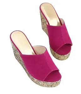 GLO GLAMP Women's/Girls Latest Collection Stylish Prty Wear Comfortable Fahsion Casual wedge Heel Sandals (Black, 4)