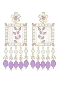 Traditional Kundan Earrings for Women | Ethnic Pearl Drop Earrings | Festive & Imitation Jewelry | Jumka | Jhumka | Jumkha | Jhumkha (Lavender)