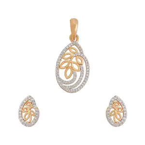 Kushal's Fashion Jewellery White Rodium Gold Plated Zircon Pendant Set - 411147
