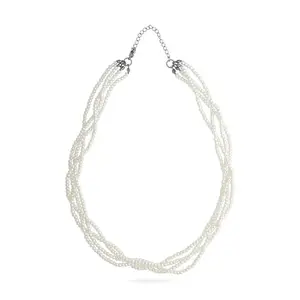 Kushal's Fashion Jewellery Pearl Rodium Plated Casual Trendy Necklace - 417915