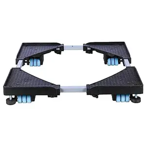 Premium Heavy Duty Adjustable 24 Wheel Stand/Trolley/Suitable for Front&Top Load Washing Machine/Refrigerator Single & Double Door,Dishwasher/Capacity Upto 250 Kg (Metal, Black)