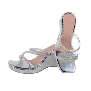 MONAQI Women Wedges Silver Sandal