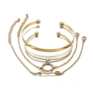 Jewels Galaxy Gold Plated Contemporary Set of 4 Bracelet Set For Women and Girls (CT-BNGZ-49187)