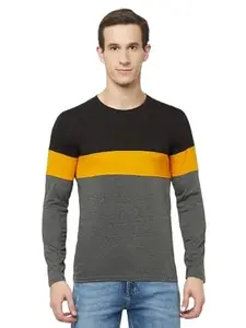 Hold IT Men's Cotton T-Shirt Classic Grey Black Summer Tee Regular Fit Focuses on Breathability and fit Stay Cool & Dry Wrinkle-Free Full Sleeves