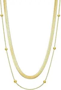 MEENAZ pendant for women necklace for women girls anti tarnish stainless steel green gold stylish Neck double Chain | Locket Design | Birthday Gift Aesthetic Jewellery | Accessories daily wear