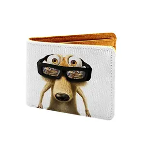 Generic Ice Age Cartoon Design White Canvas, Artificial Leather Wallet-PID25216
