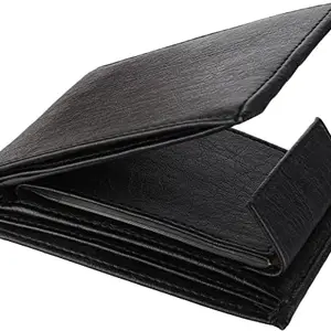 WILD EDGE Black Men's Genuine Leather Wallet with Snap Closure - Smart and Formal Handcrafted Wallet for Men