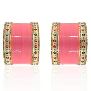 BANGLESKART Bridal Punjabi Chuda Set for Girl and Women (1 Pair) - Pink