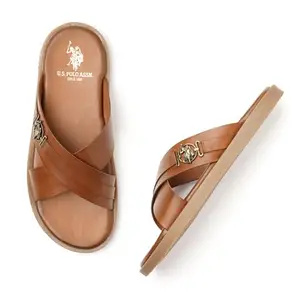 U.S. Polo Assn. Mens FRAN Tan Slippers - (UK7) (US8) (2FD24638K06)