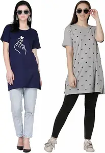 Women's Printed Round Neck T-Shirt () RG-HRT-Nevy-Big-Star-Grey-XXS